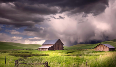 Hail storm over barn Hail storm over barn